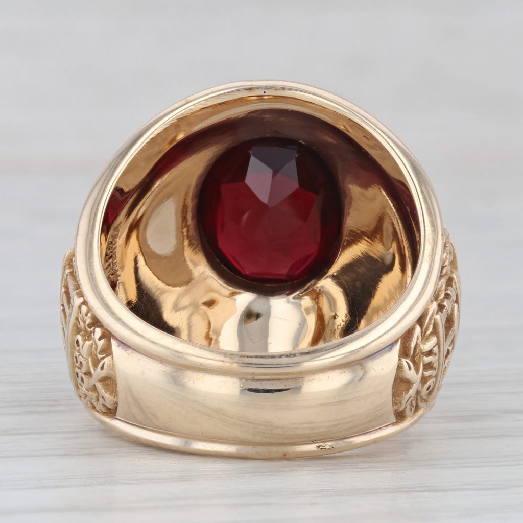University of Georgia BFA 1951 Lab Created Ruby 10k Gold Class Ring Size 9