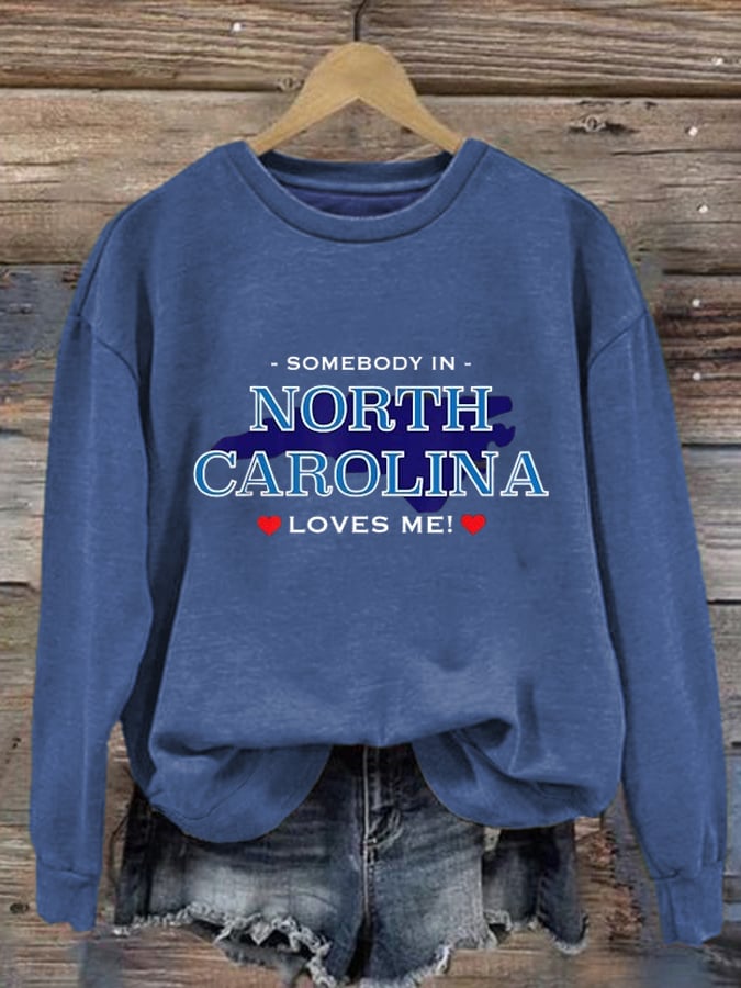 Women's  North Carolina Print Round Neck Sweatshirt