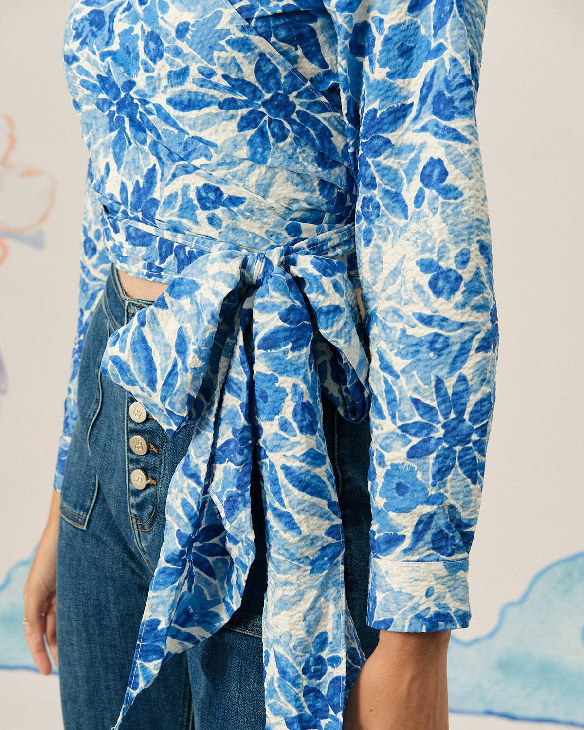 The Floral Wrap Long Sleeve Blouse