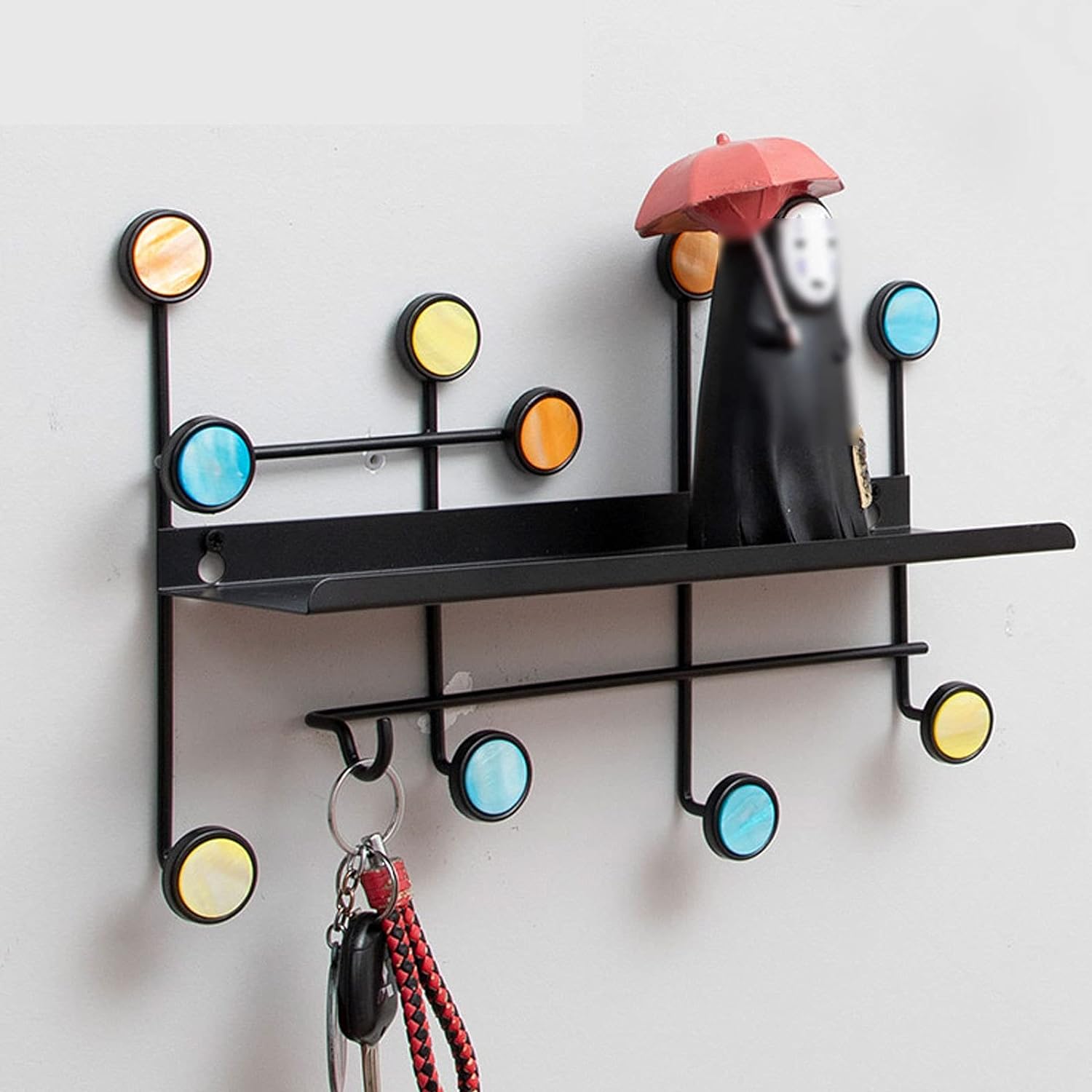 Nordic Style Wall Shelf With Hooks. Wall Decor - Rectangle