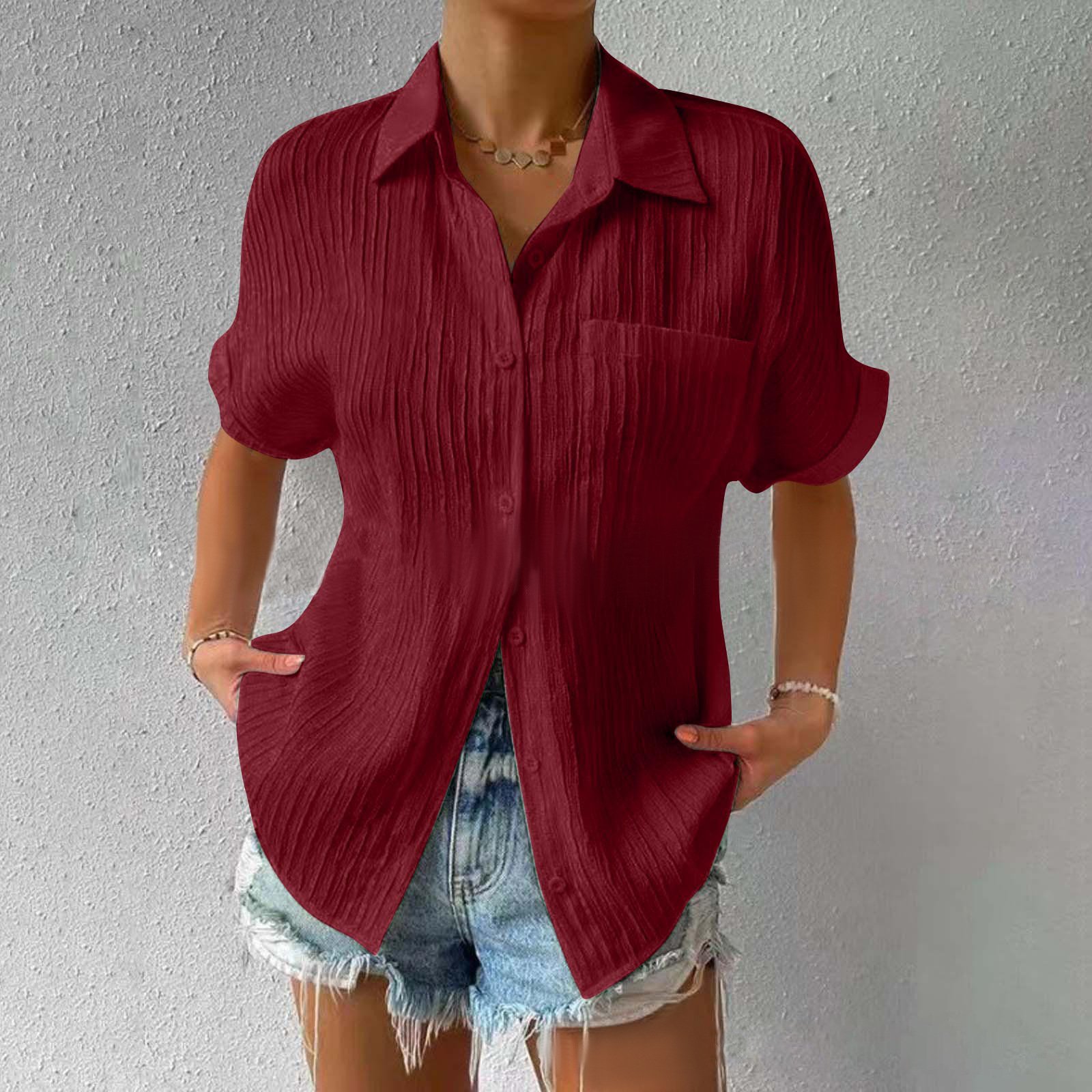 🔥2024 HOT VENTA-49% OFF🔥Blusa Holgada Informal Con Botones Y Cuello Camisero