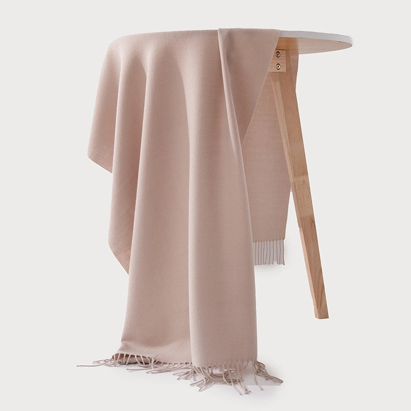 Women's Casual Minimalist Solid Color Polyester Tassel Scarf