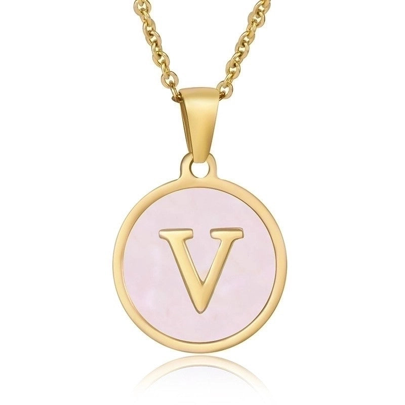 Fashion Round Letter Titanium Steel Pendant Necklace