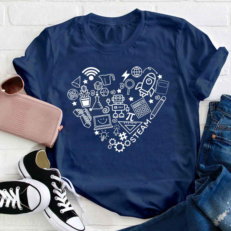 Stem Heart Shape Teacher T-Shirt