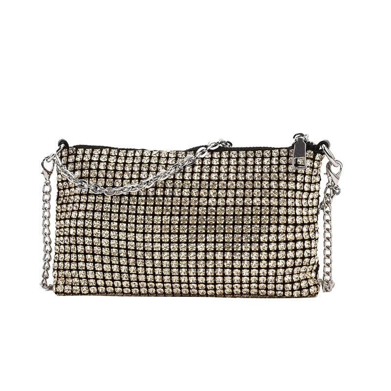 Silver Pvc Solid Color Square Evening Bags