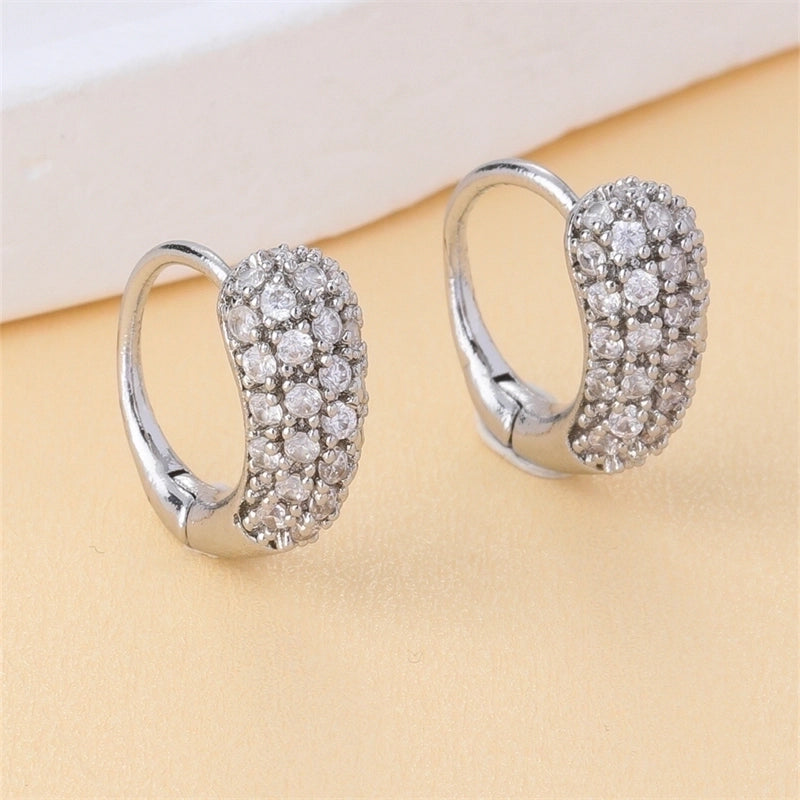 1 Pair IG Style Retro Minimalist Geometric Round Plating Inlay Copper Zircon K Gold Plated Ear Studs