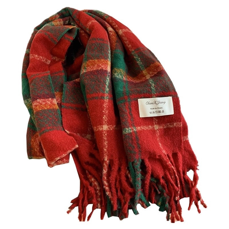 Women's Basic Plaid Polyester Scarf