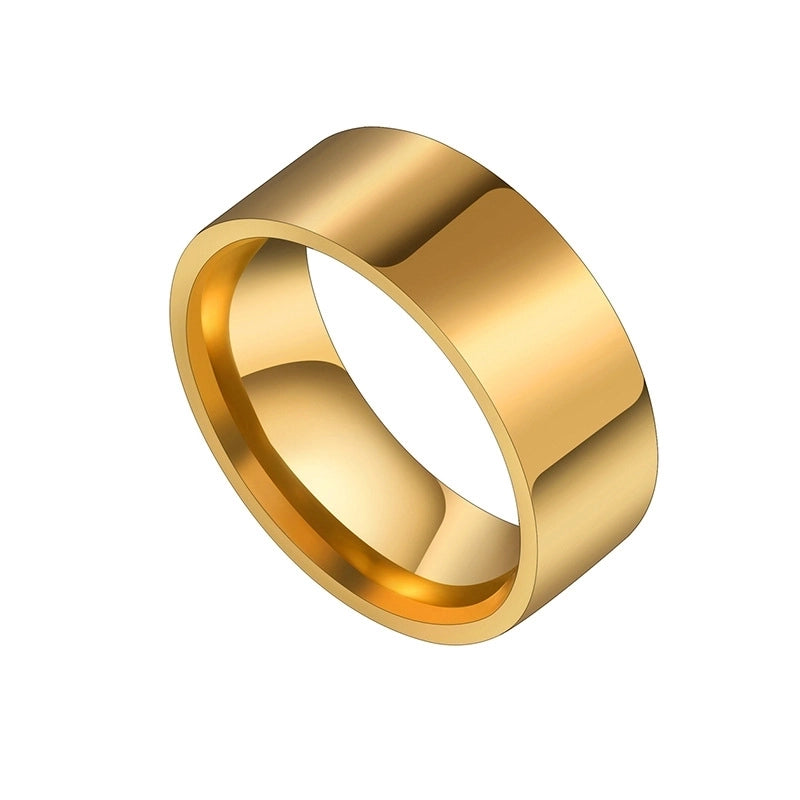 Fashion Solid Color 201 Stainless Steel 18K Gold Plated Plating Stainless Steel Rings