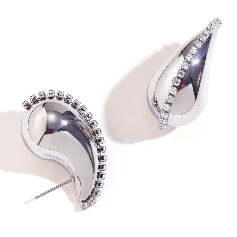 1 Pair Minimalist Classic Style Solid Color Plating 304 Stainless Steel Rhinestones 18K Gold Plated Ear Studs