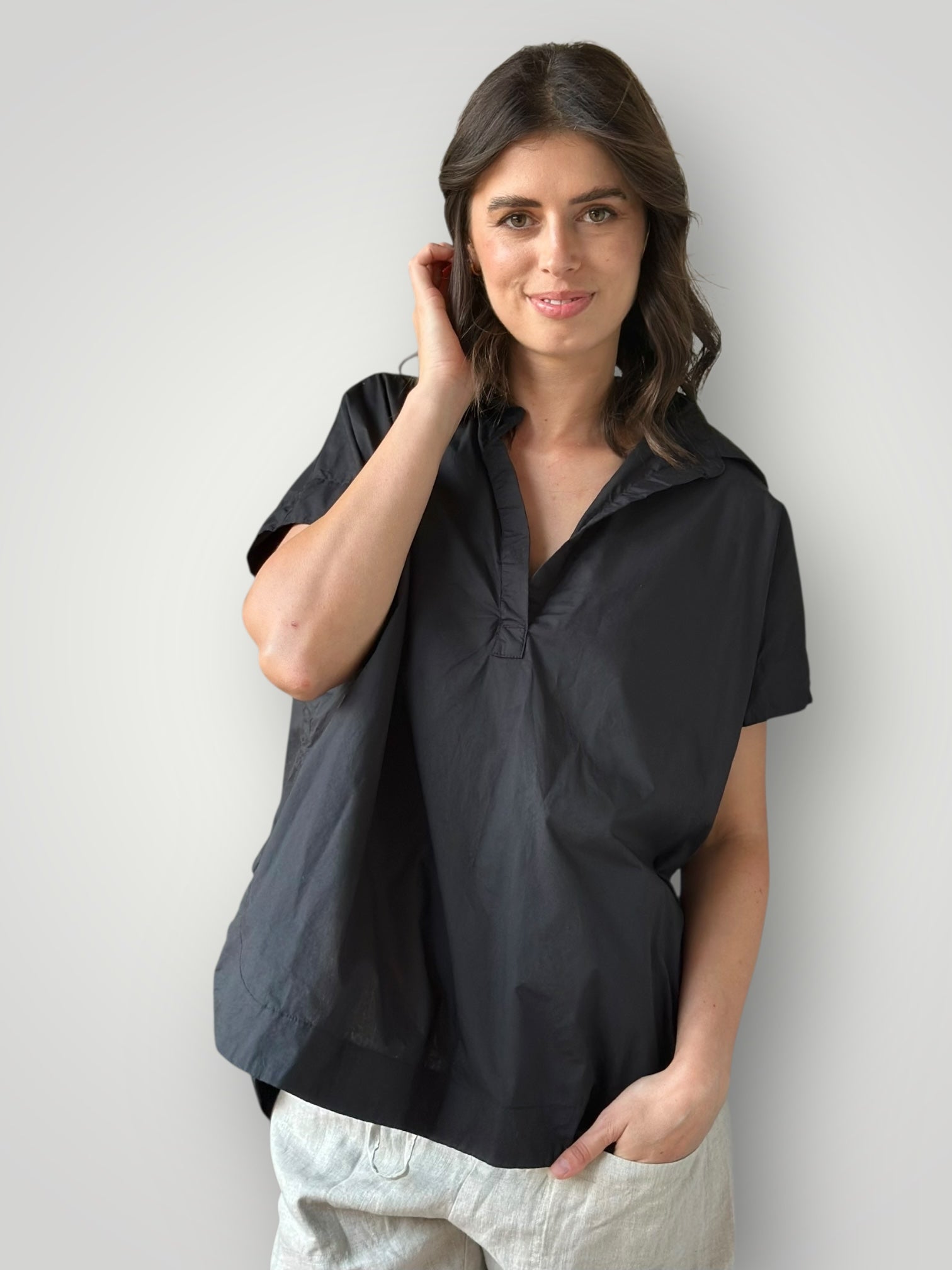 tara top - black cotton