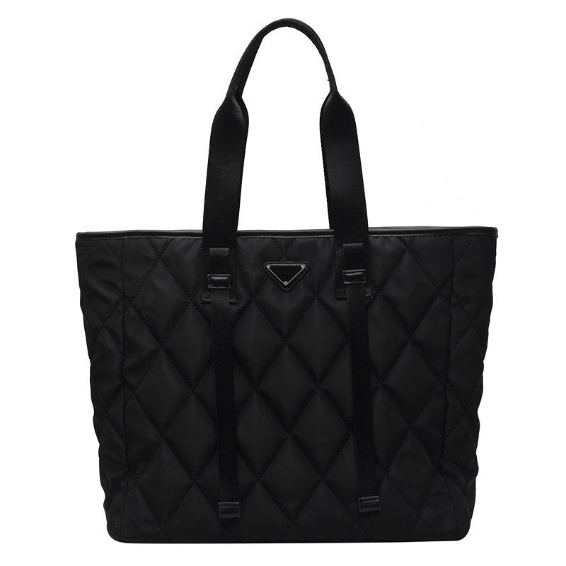 Quilted Diamond Style Nylon Casual Tote Bag