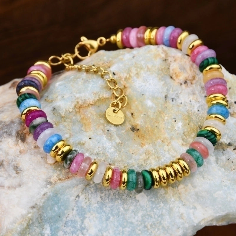 Minimalist Classic Style Round 316L Stainless Steel  Semi-precious Stone Bracelets