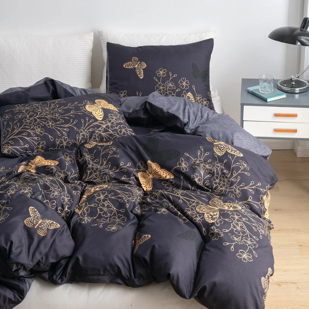 Midnight Butterfly Quilt Cover | 3pcs Set