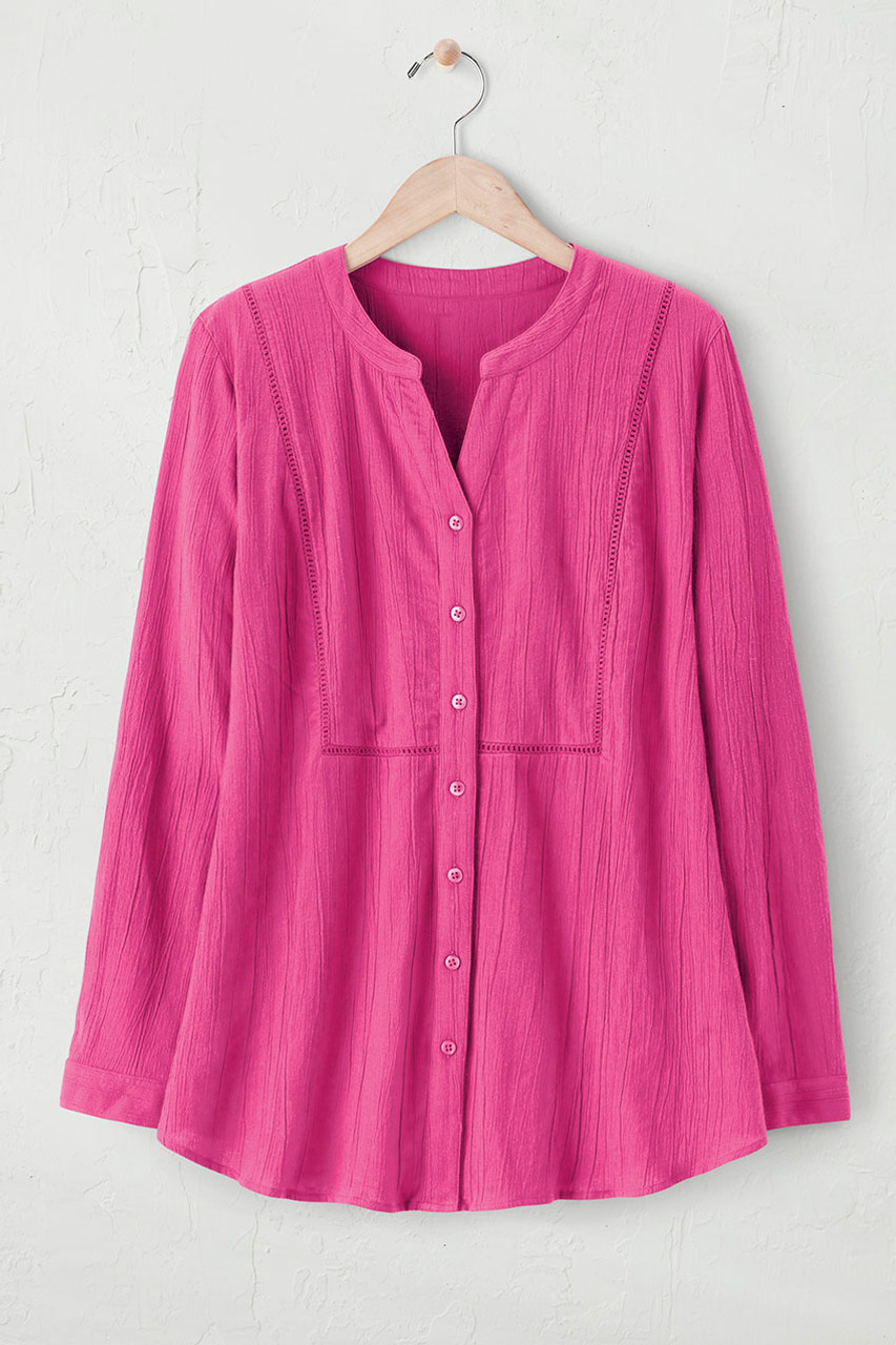 Crinkle Cotton Openwork Big Shirt