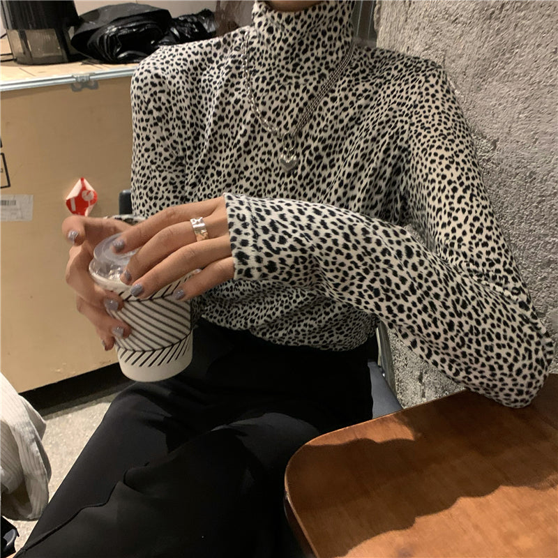 Leopard print long sleeve T-shirt KF81769