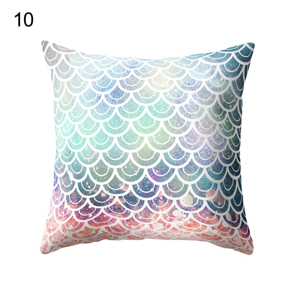 18'' MERMAID-FISH SCALE THROW PILLOW SOFA CUSHION COVER HOME DECOR