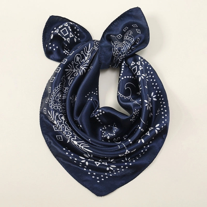 Unisex Minimalist Geometric Satin Silk Scarf