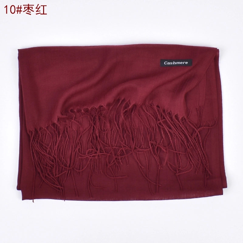Women's Fashion Tassel Solid Color Imitation Cashmere Winter Scarves