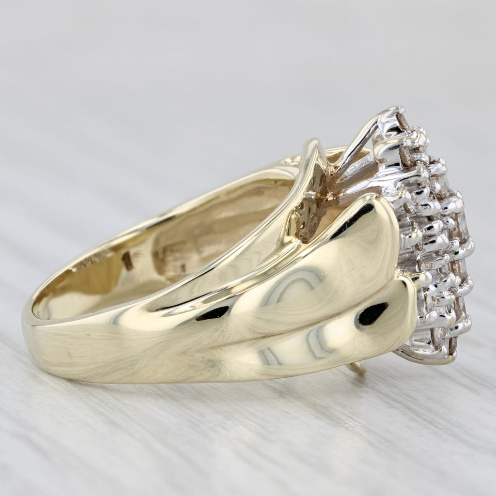 0.90ctw Diamond Cluster Ring 10k Yellow Gold Size 6.75