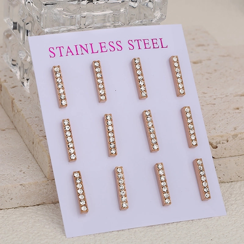 1 Set 1 Pair Luxurious Shiny Cross 304 Stainless Steel Ear Studs