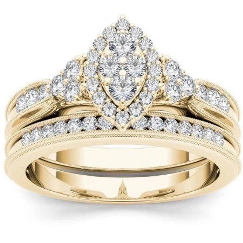 Fashion Flower Alloy Plating Artificial Gemstones Women'S Ring Sets
