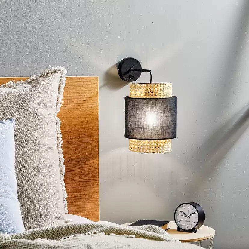 Dual-Tier Rattan Wall Light