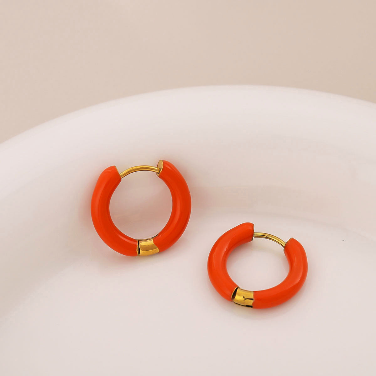 Minimalist Round Geometric Stainless Steel Oil Dripping Earrings