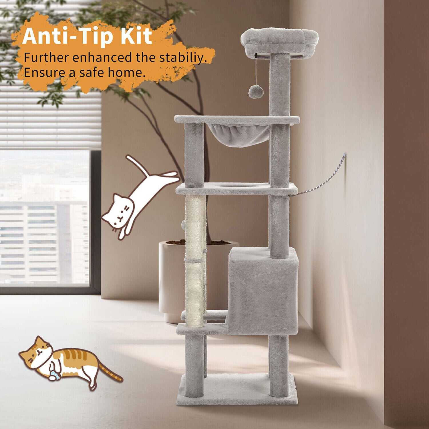 140cm Multi Level Cat Scratching Condo