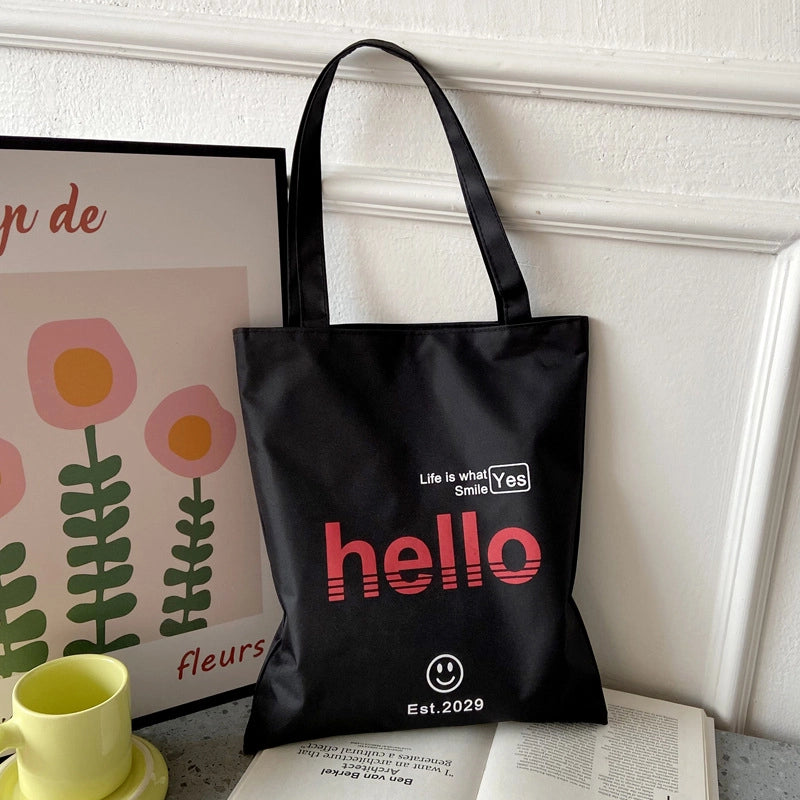 Women's Preppy Style Letter Oxford Cloth Shopping Bags