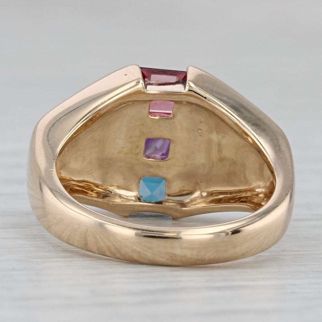 Kabana Mother of Pearl Topaz Amethyst Tourmaline 14k Yellow Gold Size 6.25
