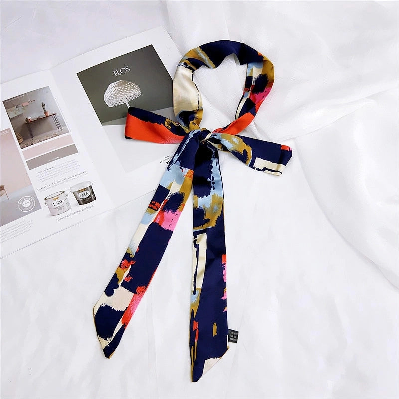 2 M New Polka Dot Special Long Edition Thin Narrow Silk Scarf Women's Spring Summer Autumn Scarf Belt Black And White Fashion