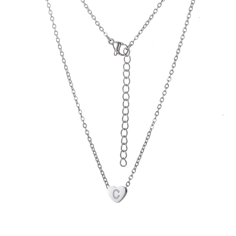 Stainless Steel Titanium Steel 18K Gold Plated Minimalist Letter Heart Shape None Pendant Necklace