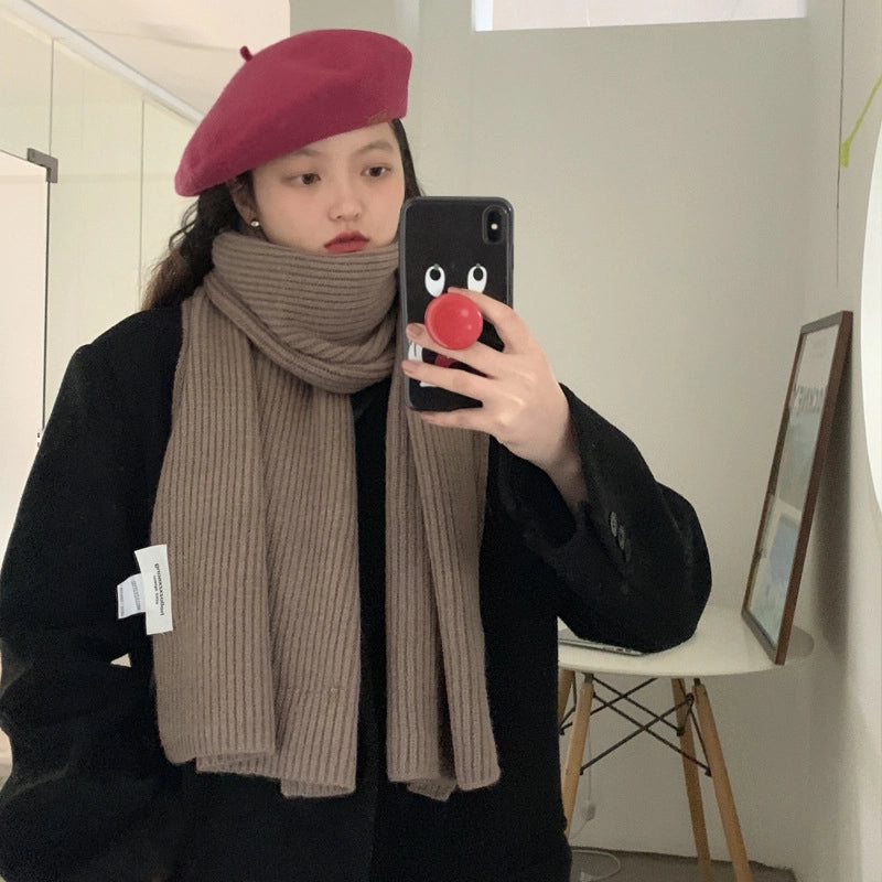 Klein Blue Thickened Knitted Wool Scarf Women's Winter  Good Riding Scarf Day Gift For Boys