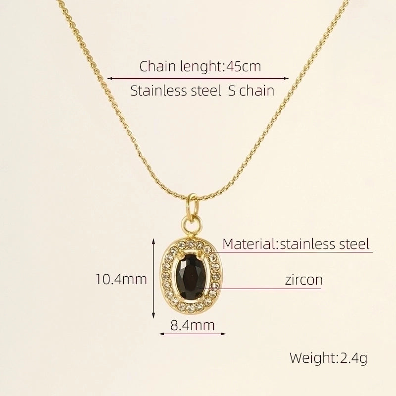 Stainless Steel 18K Gold Plated Glam Shiny Plating Inlay Sun Water Droplets Heart Shape Zircon Pendant Necklace