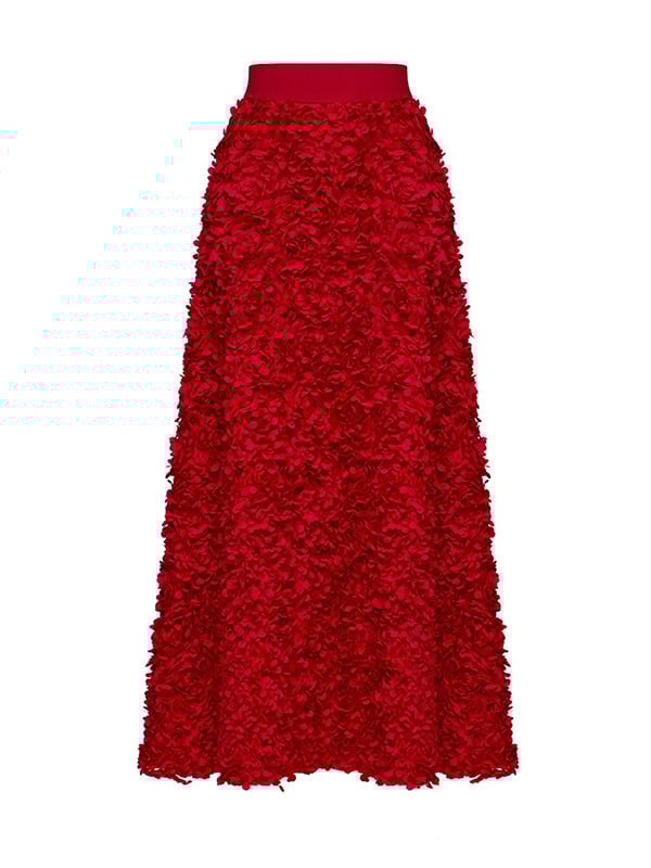 A-Line High Waisted Solid Color Three-Dimensional Flower Skirts Bottoms