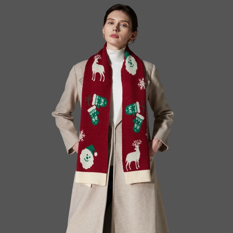 Women's Casual Sweet Snowflake Elk Imitation Cashmere Scarf