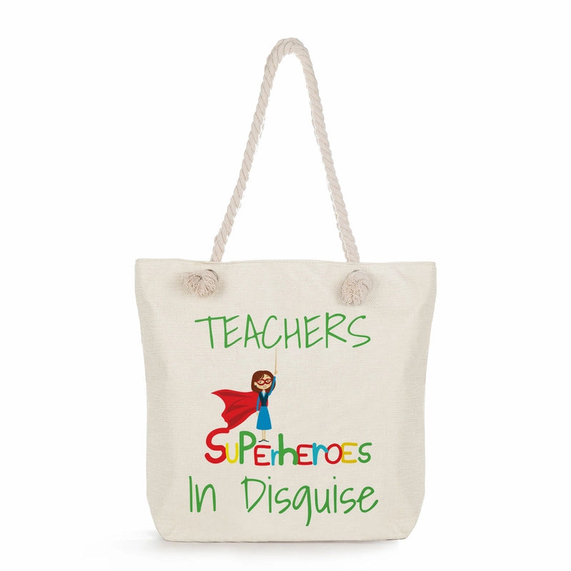 Women's Cotton And Linen Letter Classic Style Square Zipper Tote Bag
