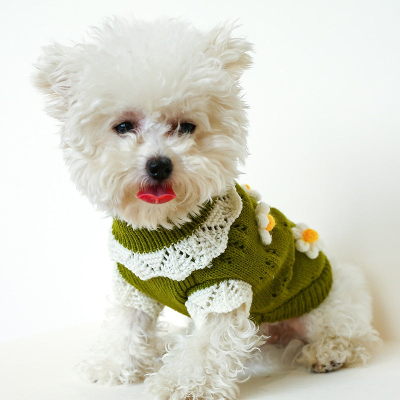 Flower Blossoming Knitted Dog Cat Sweater