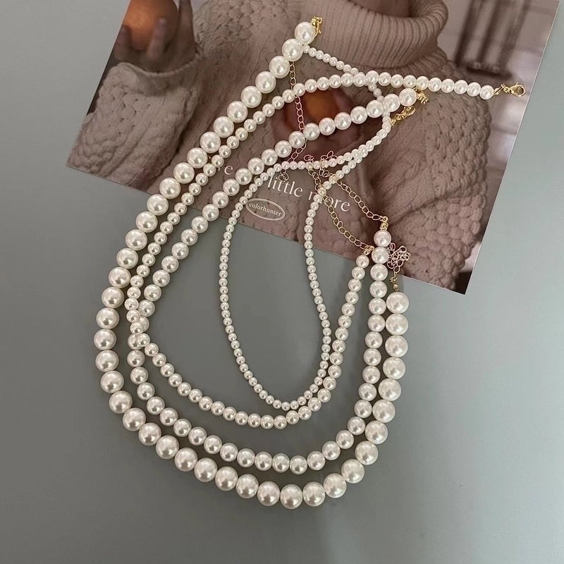 Minimalist Geometric 18K Gold Plated Artificial Pearls 304 Stainless Steel Titanium Steel Necklace