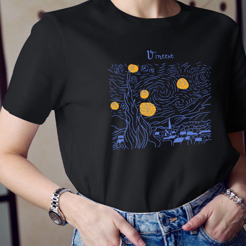 Vincent The Starry Night Teacher T-Shirt