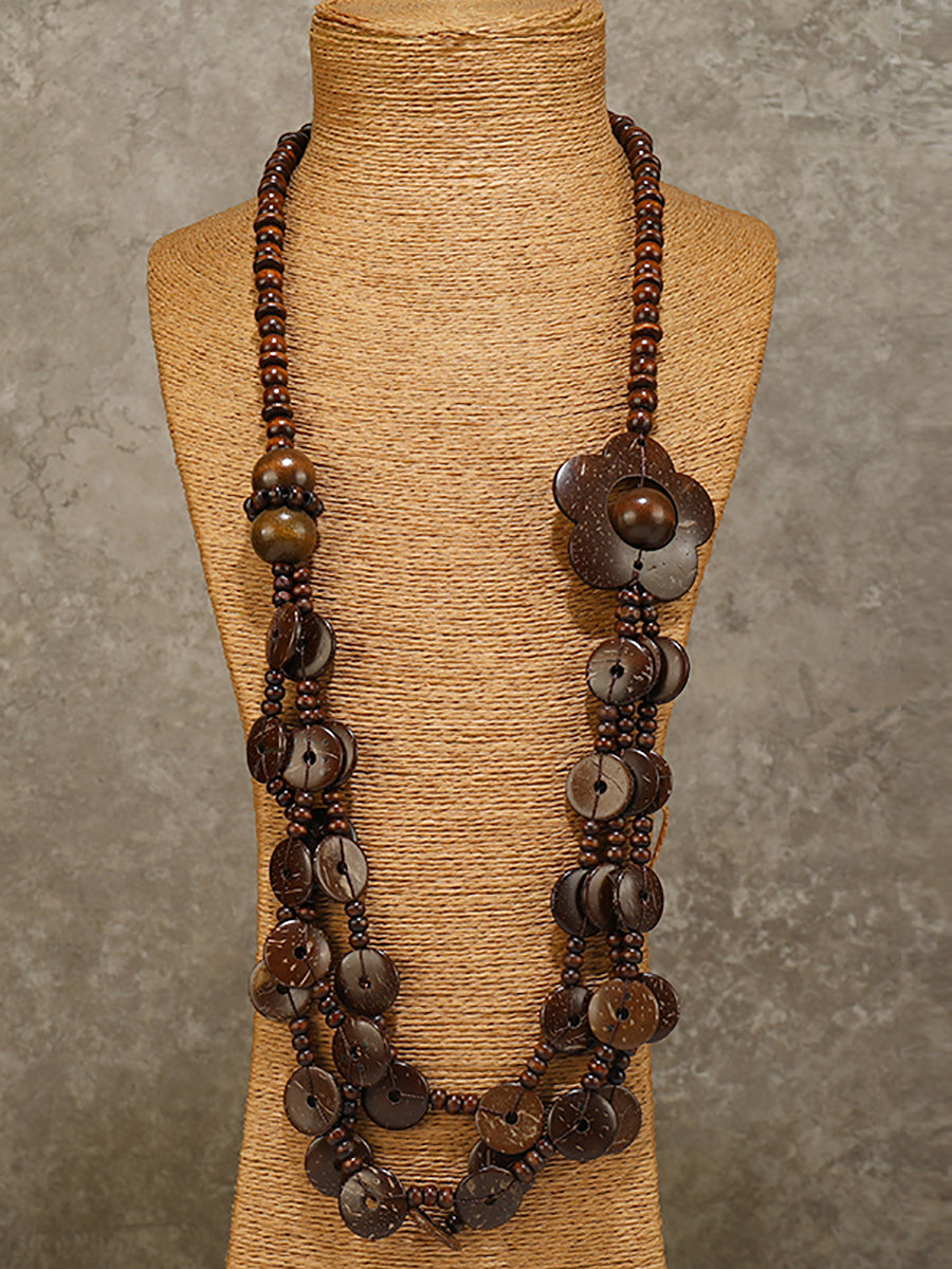 Women Bohemia Coconut Shell Weave Necklace
