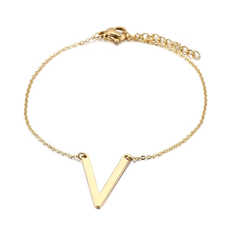 Fashion Letter Titanium Steel 18K Gold Plated Bracelets In Bulk