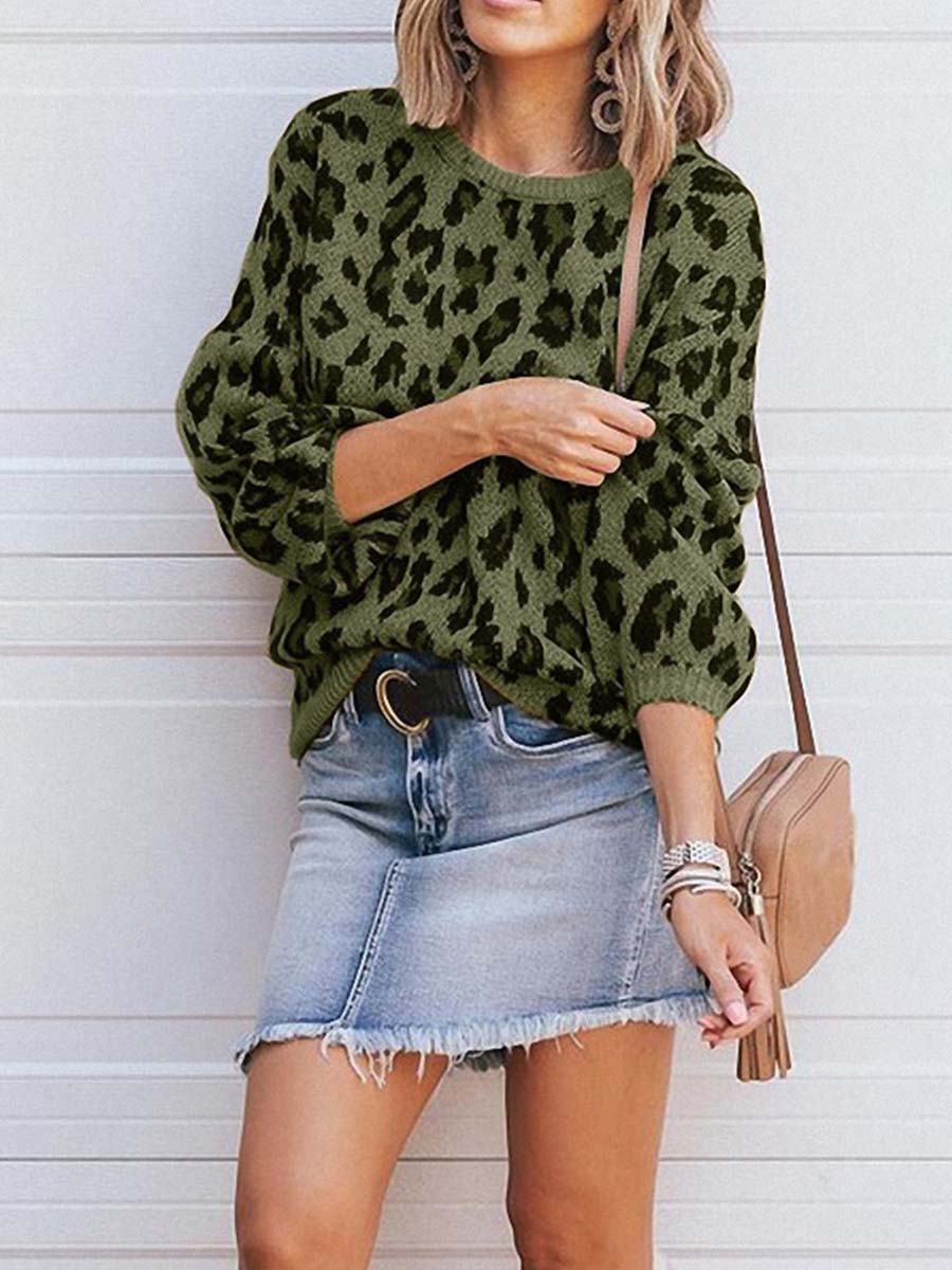 Round Neck Leopard Sweater