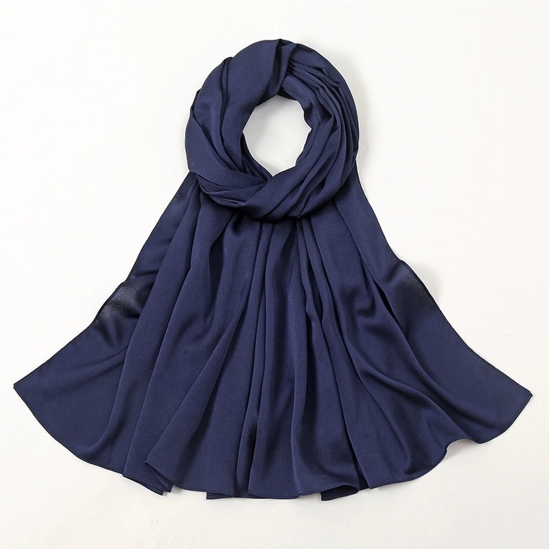 Women's Fashion Solid Color Satin Patchwork Cotton Linen Scarves