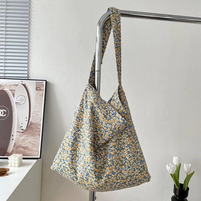 Niche Canvas Bag For Women 2024 New Summer Design Sense High Quality Artistic Floral Canvas Bag