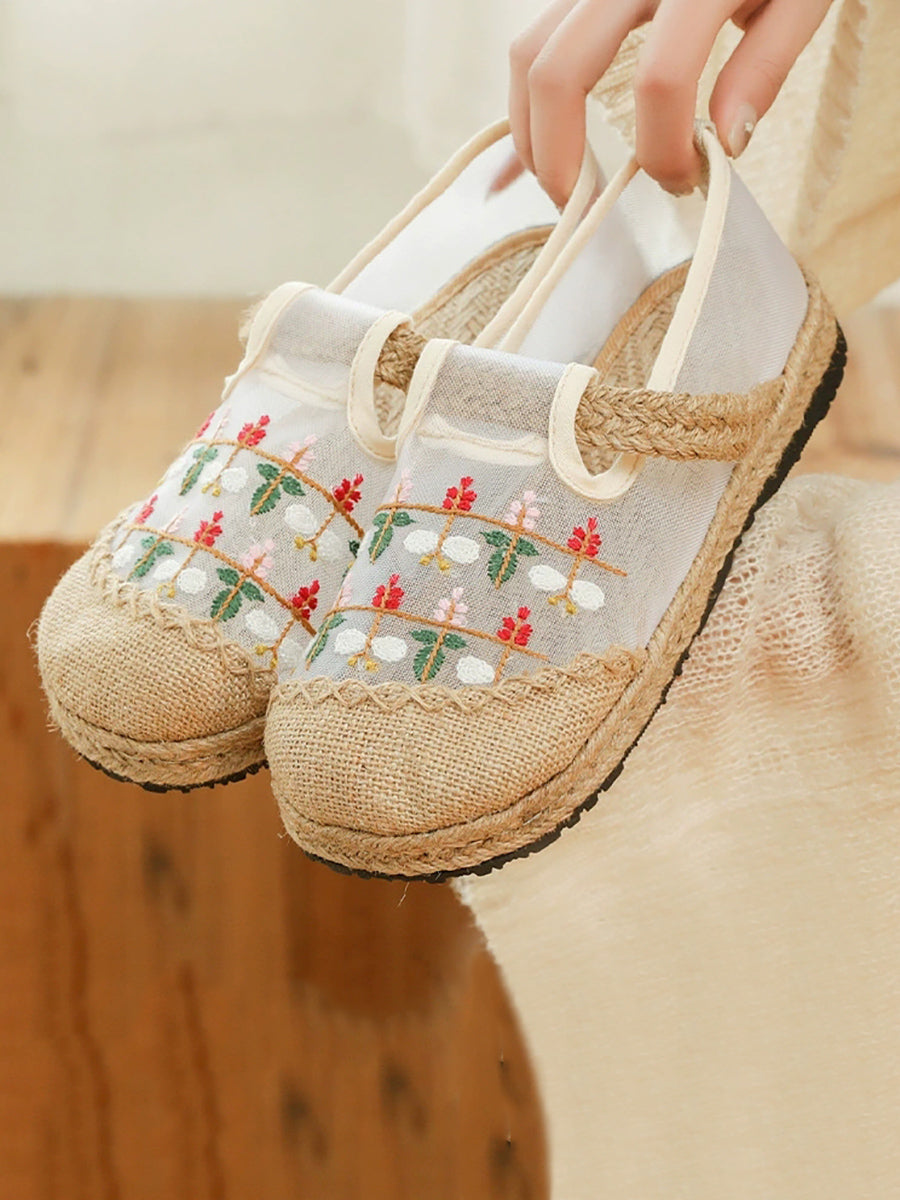 Women Summer Ethnic Embroidery Cloth Shoes