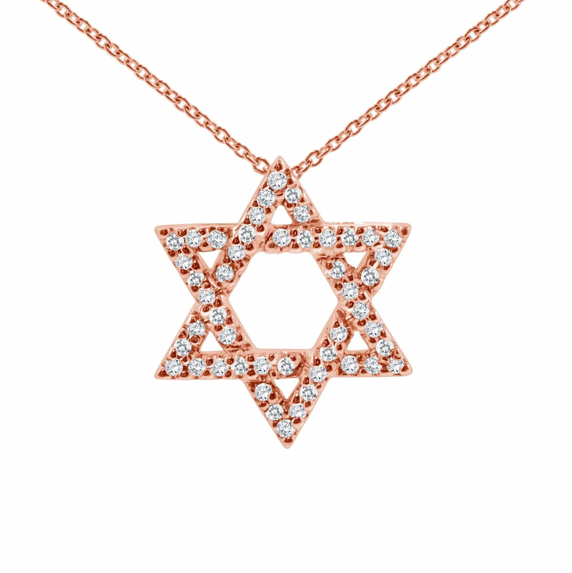 Star of David Sparkling Diamond Necklace in 14k Gold. White Gold or Rose Gold