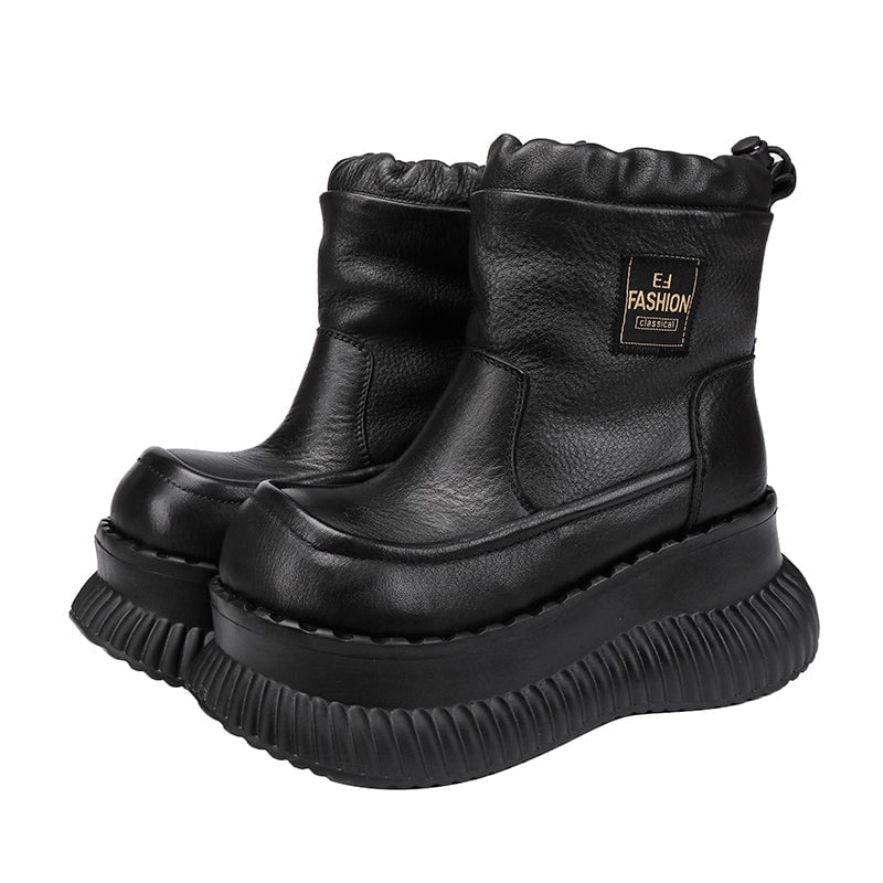 Wool Lining Big Toe 65mm Platform Short Boots for Women