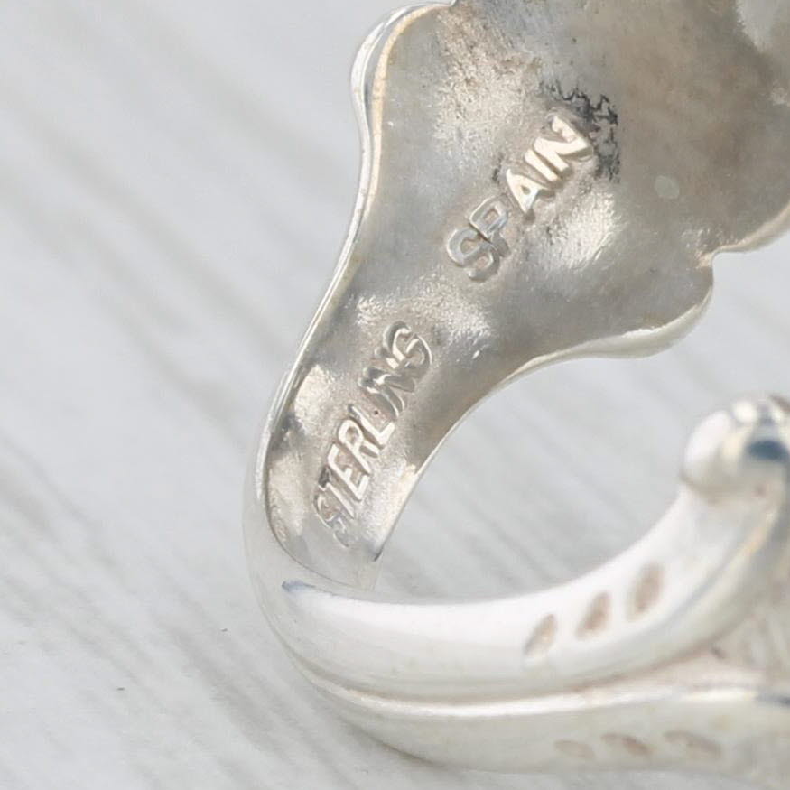 Heart Spoon Ring Sterling Silver Adjustable Size Floral Avon