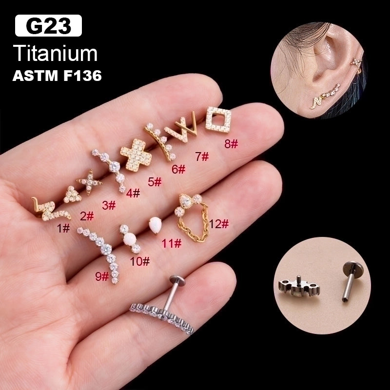 1 Piece Ear Cartilage Rings & Studs IG Style Cool Style Geometric Water Droplets Pure Titanium Plating Inlay Zircon